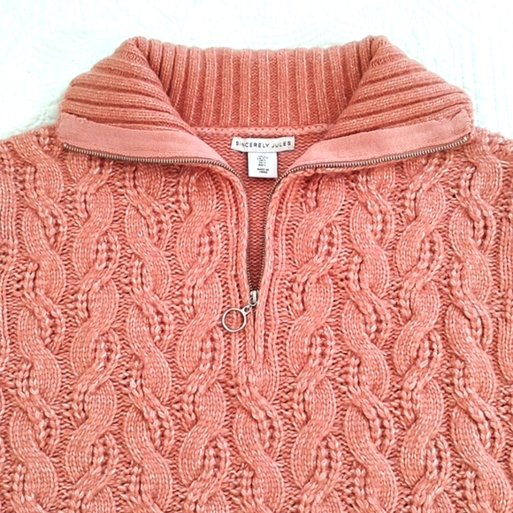 Sincerely Jules Soft Cable Knit 1/4 Zip Front Mock Neck Sweater/ Size L (NWT) - Picture 3 of 10